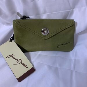 Junior Drake Olive Green Leather Wristlet Coin Purse